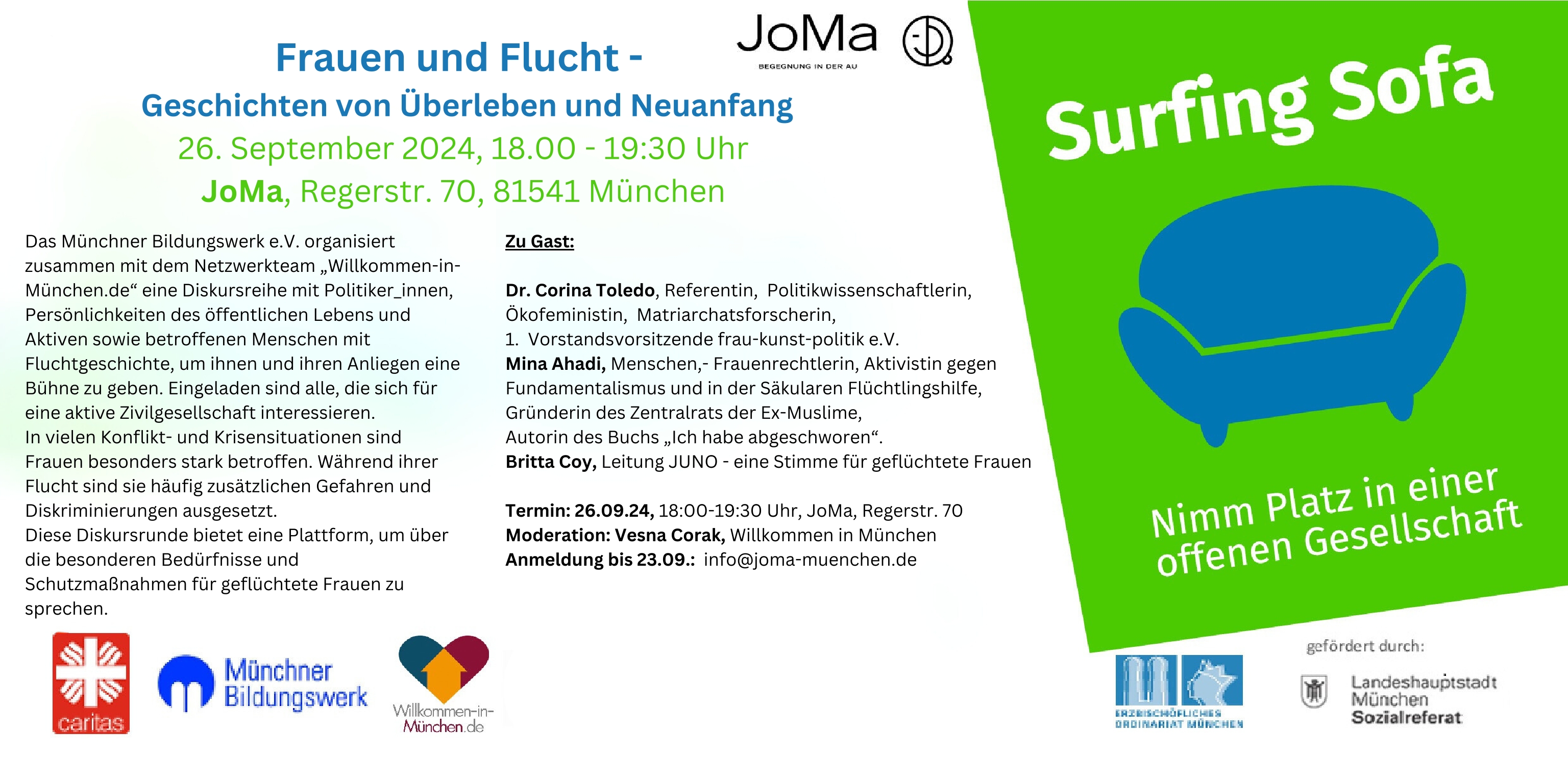 Flyer zur Veranstaltung "Frauen und Flucht: Geschichten von Überleben und Neuanfang"