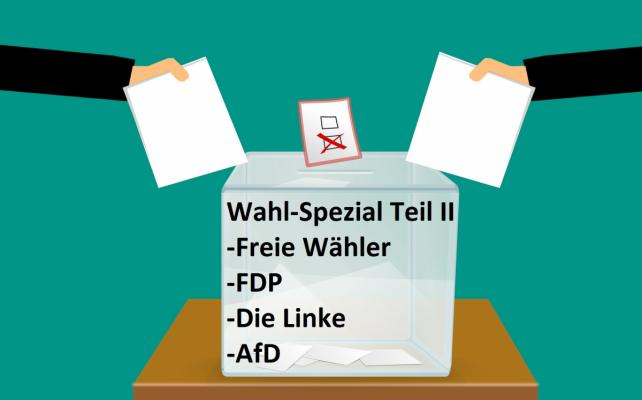 Wahlurne für CSU, die Grünen, SPD