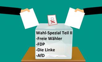 Wahlurne für CSU, die Grünen, SPD